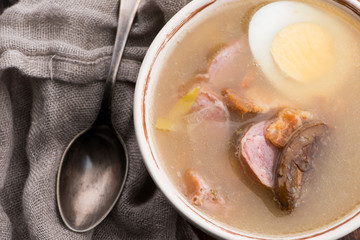 The sour soup made of rye flour