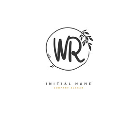 W R WR Beauty vector initial logo, handwriting logo of initial signature, wedding, fashion, jewerly, boutique, floral and botanical with creative template for any company or business.
