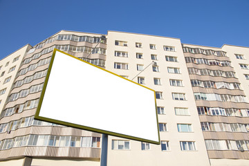 Empty advertisement billboard on a building in a european city