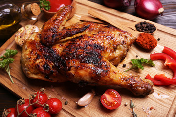 Roasted chicken with spices and vegetables