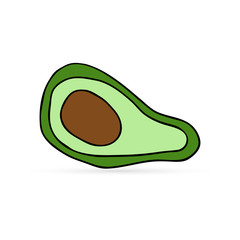 avocado icon, doodle food, kids hand drawing art line, sketch vector illustration