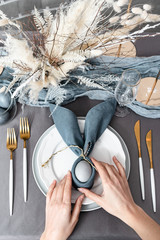 Setting Easter table