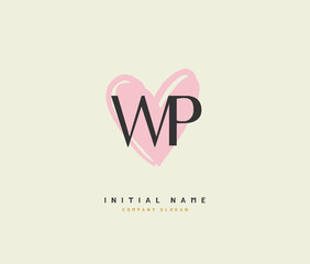 W P WP Beauty vector initial logo, handwriting logo of initial signature, wedding, fashion, jewerly, boutique, floral and botanical with creative template for any company or business.