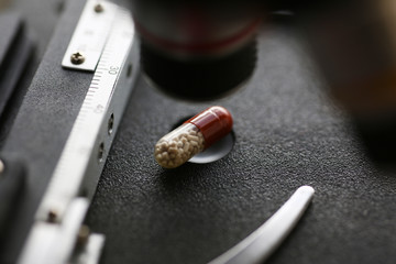The head microscope on the background of