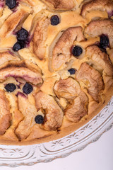 Freshly baked sweet cake with fruit