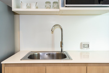 Kitchen corner with faucet water and sink decoration interior