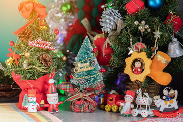 Christmas Background Of Defocused Lights With Decorated Tree