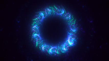 3D rendering abstract blue fractal light background