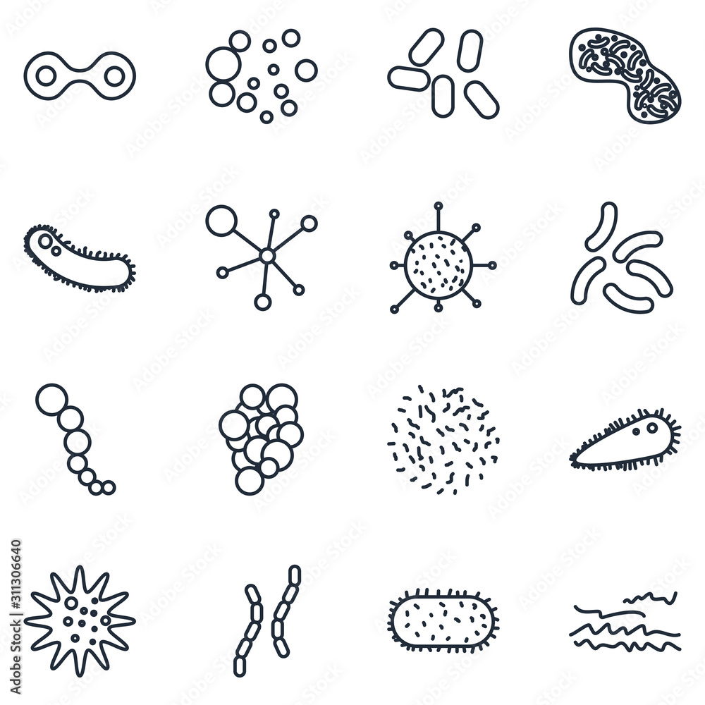 Poster bacteria set icon template color editable. bacteria pack symbol vector sign isolated on white backgr