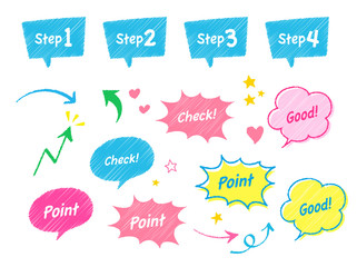 テクスチャ入り装飾タグ　吹き出し　セット