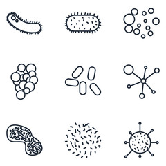 Bacteria Set icon template color editable. Bacteria pack symbol vector sign isolated on white background illustration for graphic and web design.