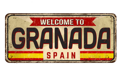 Fototapeta premium Welcome to Granada vintage rusty metal sign