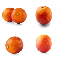 Set of tasty blood orange fruit on white background