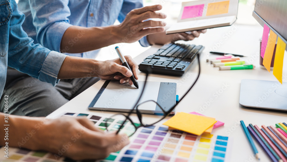 Aufkleber professional creative architect graphic desiner occupation choosing the color pantone palette sample