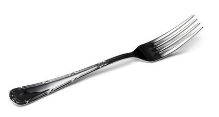 Silver cutlery fork isolated on white background