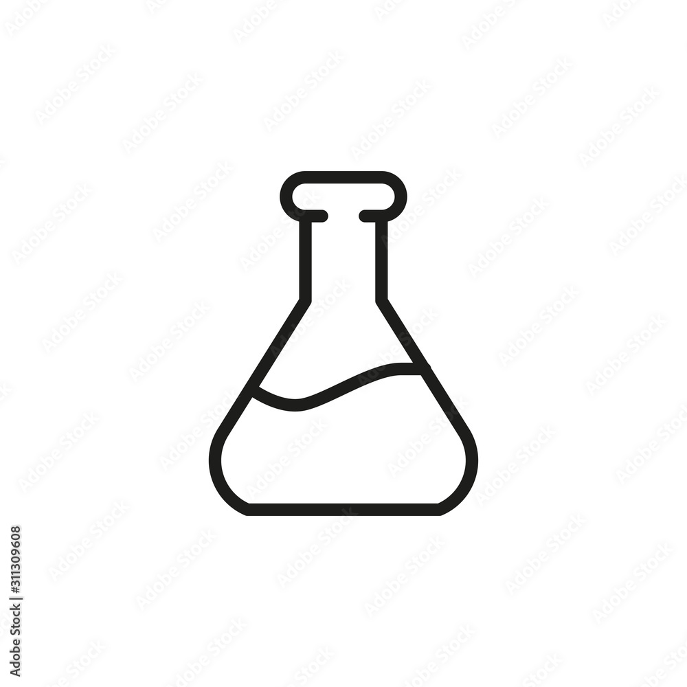 Poster simple flask line icon.