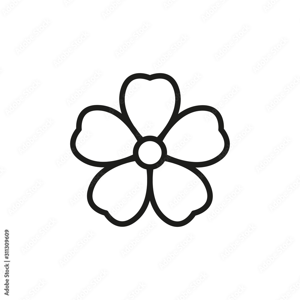 Poster Simple flower line icon.