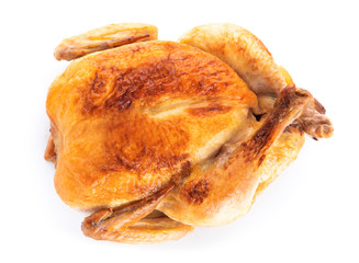 Baked chicken on white background