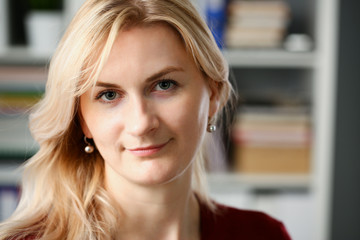 Fototapeta premium Normal blond woman portrait at office