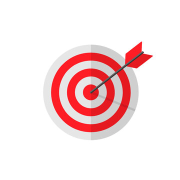 Target with an arrow hit the bull's eye in a flat. Perfect hit. Vector EPS 10
