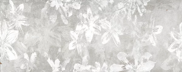  Bloemen op de oude witte muurachtergrond, digitale muurtegels of behangontwerp © Obsessively