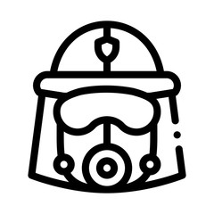 Firefighter Mask Helmet Icon Vector. Outline Firefighter Mask Helmet Sign. Isolated Contour Symbol Illustration