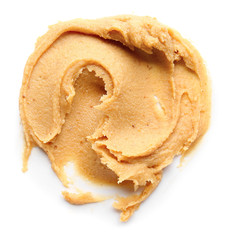 Tasty peanut butter on white background