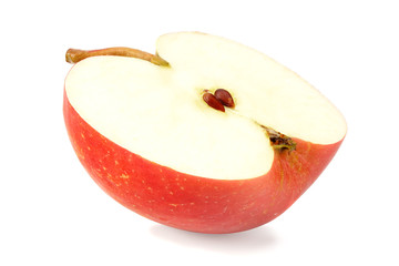 sliced red apple isolated on white background