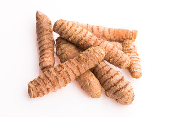 Turmeric whole tubers kurkuma, curcuma. Oriental spice