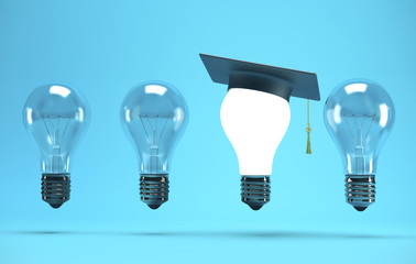 Lightbulb with graduation hat
