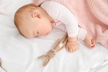 Fototapeten Cute sleeping little baby in bed © Pixel-Shot