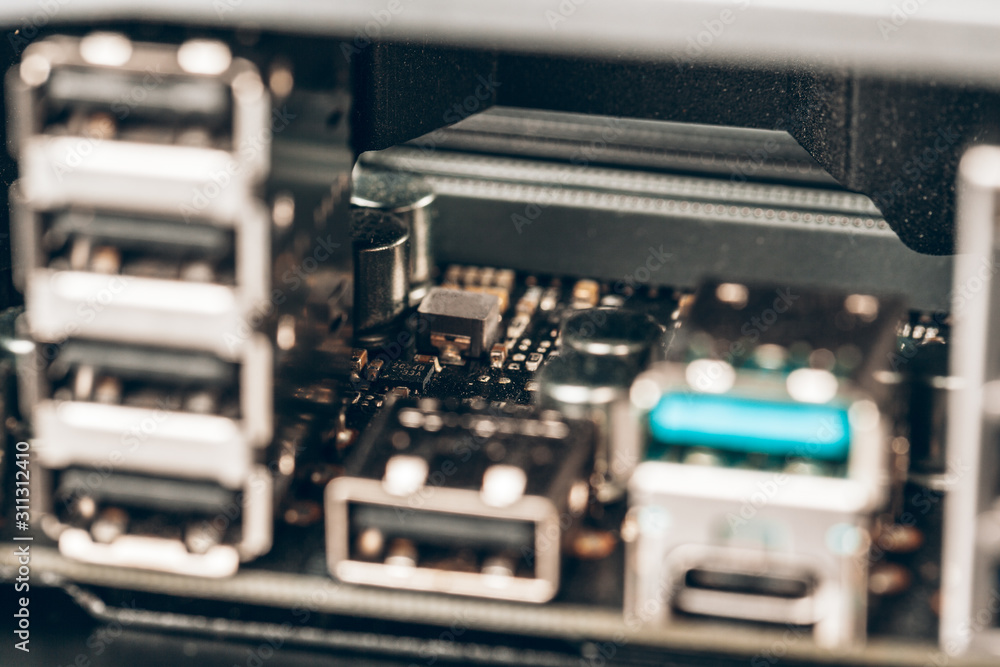 Aufkleber close up of a electronic circuit board with processor