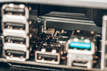 Close up of a electronic circuit board with processor