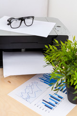 Modern printer machine for home use close up