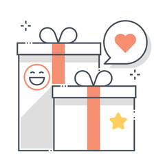 Gift box related color line vector icon