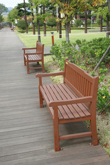 Obraz premium Bench in an empty park. Busan citizens park.