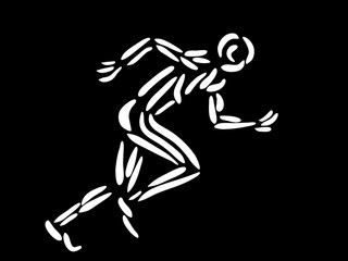 Abstract running man. Hand drawn. Vector illustration.