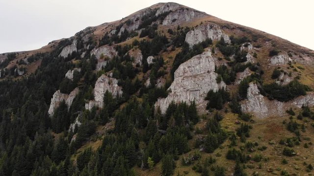 Drone shoot mountain peak in Romania Bucegi Mountains
