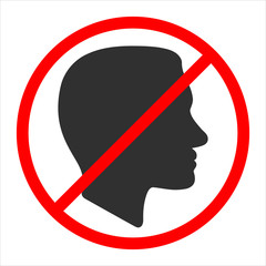 Silhouette of man head is crossed out with red STOP sign