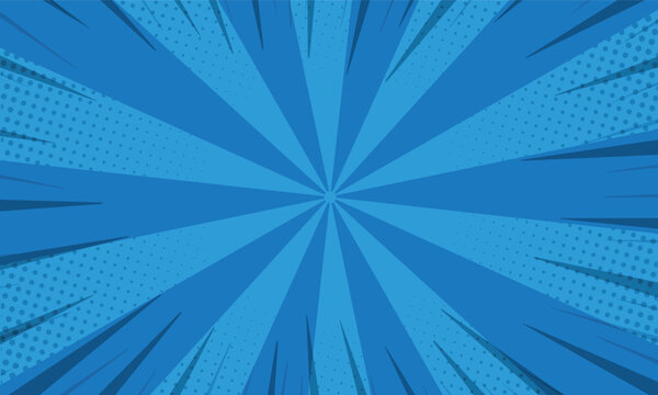Fototapeta abstract blue light rays background retro comic style halftone pop art