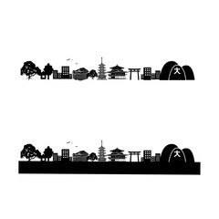 Fototapeta premium 京都街並シルエット