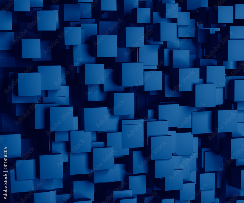 Aufkleber 3d rendering abstract image of cubes background toned in trendy classic blue color of the year 2020