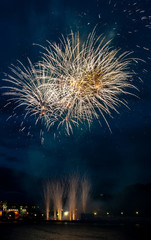 Abstract colored firework object. Variety of colors Mix Fireworks or firecracker burst. celebrate holiday travel night outdoor