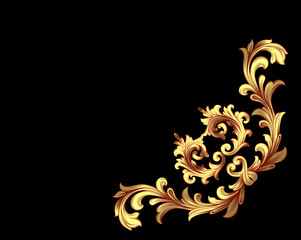 Gold vintage baroque floral ornament.