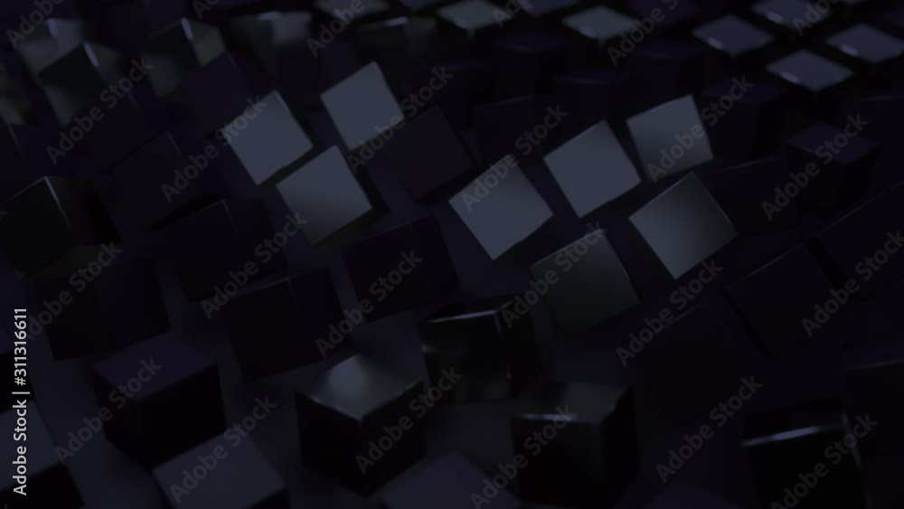 Poster abstract background with black moving cubes. geometric footage with abstract wavy effect. motion des