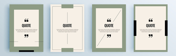 Quote frames blank templates set. Text in brackets, citation empty speech bubbles, quote bubbles. Textbox isolated on color background. Vector illustration.