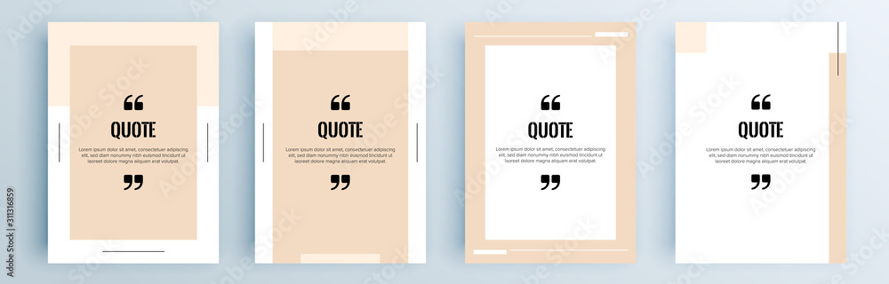 Fototapete quote frames blank templates set. text in brackets, citation empty speech bubbles, quote bubbles. te
