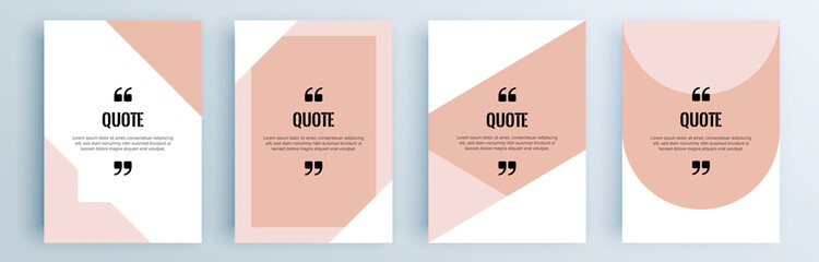 Quote frames blank templates set. Text in brackets, citation empty speech bubbles, quote bubbles. Textbox isolated on color background. Vector illustration.