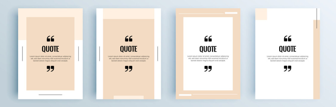 Quote frames blank templates set. Text in brackets, citation empty speech bubbles, quote bubbles. Textbox isolated on color background. Vector illustration.