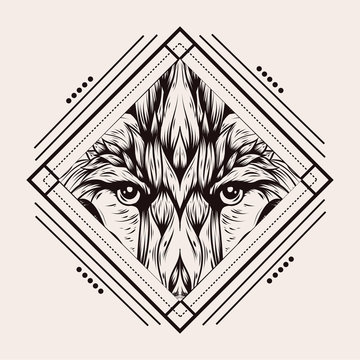 Graphic vector of fox. Illustration for print of t-shirts, mugs, pens, logos, tattoo and other things. hand drawn line art illustration